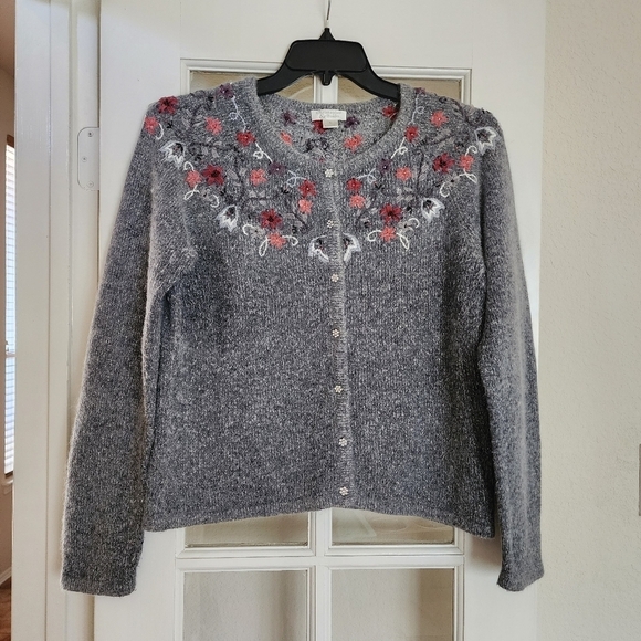 Christopher & Banks Sweaters - Christopher & Banks Embellished Fairycore Silk Angora Button Down Cardigan Large